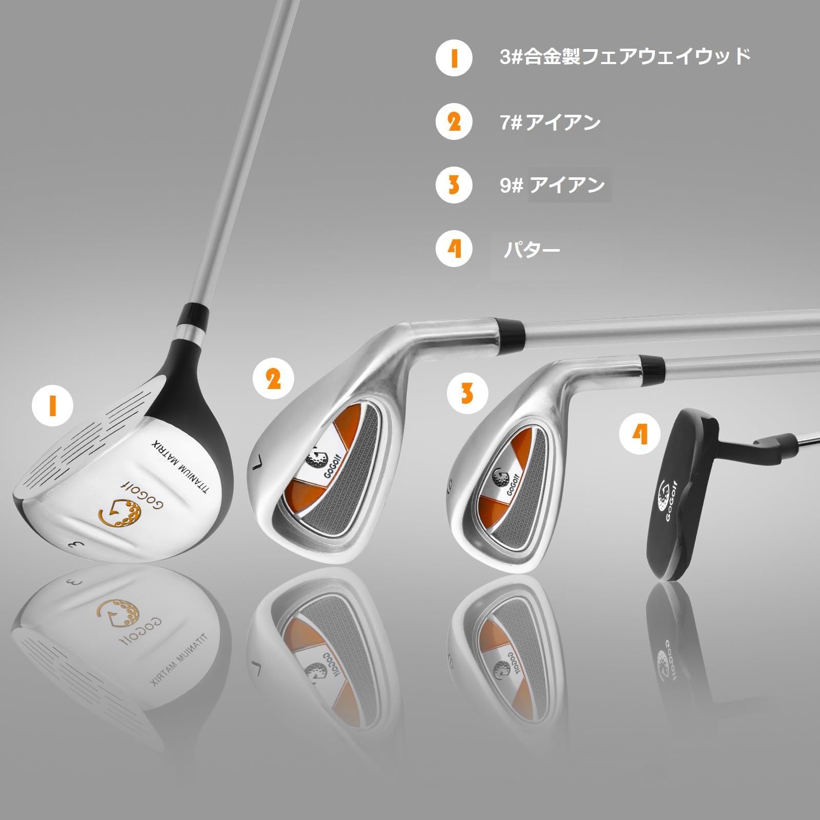 ゴルフ用品 キャディバック付き カバー付き 軽量設計 プレゼント 右利き用 クラブ4本 ゴルフクラブ一式セット ジュニアゴルフセット ゴルフセット クラブセット ゴルフ ブルー 子供用 GYMAX