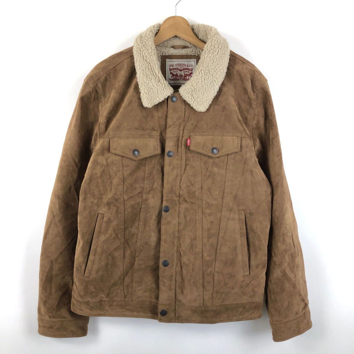 【古着】 Levi's リーバイス フェイクスウェード ジャケット ボア襟 裏ボア ブラウン系 メンズL 【中古】 n050130