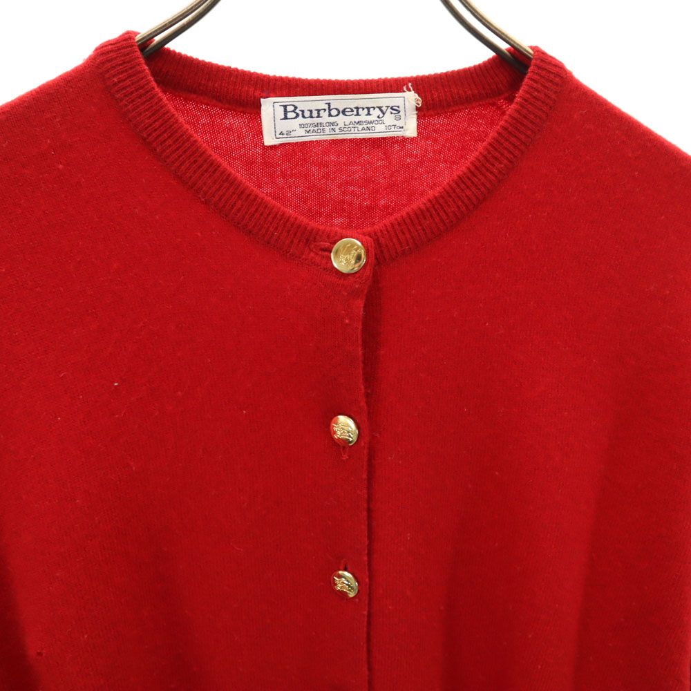 Burberry's 赤 カーディガン 42 バーバリー スコットランド製羊毛