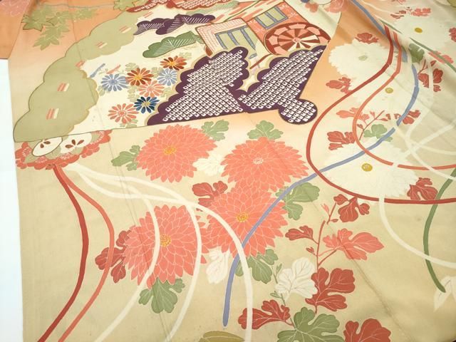 平和屋着物□極上 アンティーク 大正ロマン 振袖 駒刺繍 中国三大刺繍