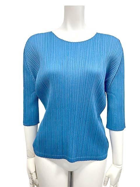 Pleats Please Issey Miyake プリーツ プリーズ イッセイ ミヤケ 半袖トップス ブルー 3サイズ＿S08＿セルモアから ＿s-0410-r08