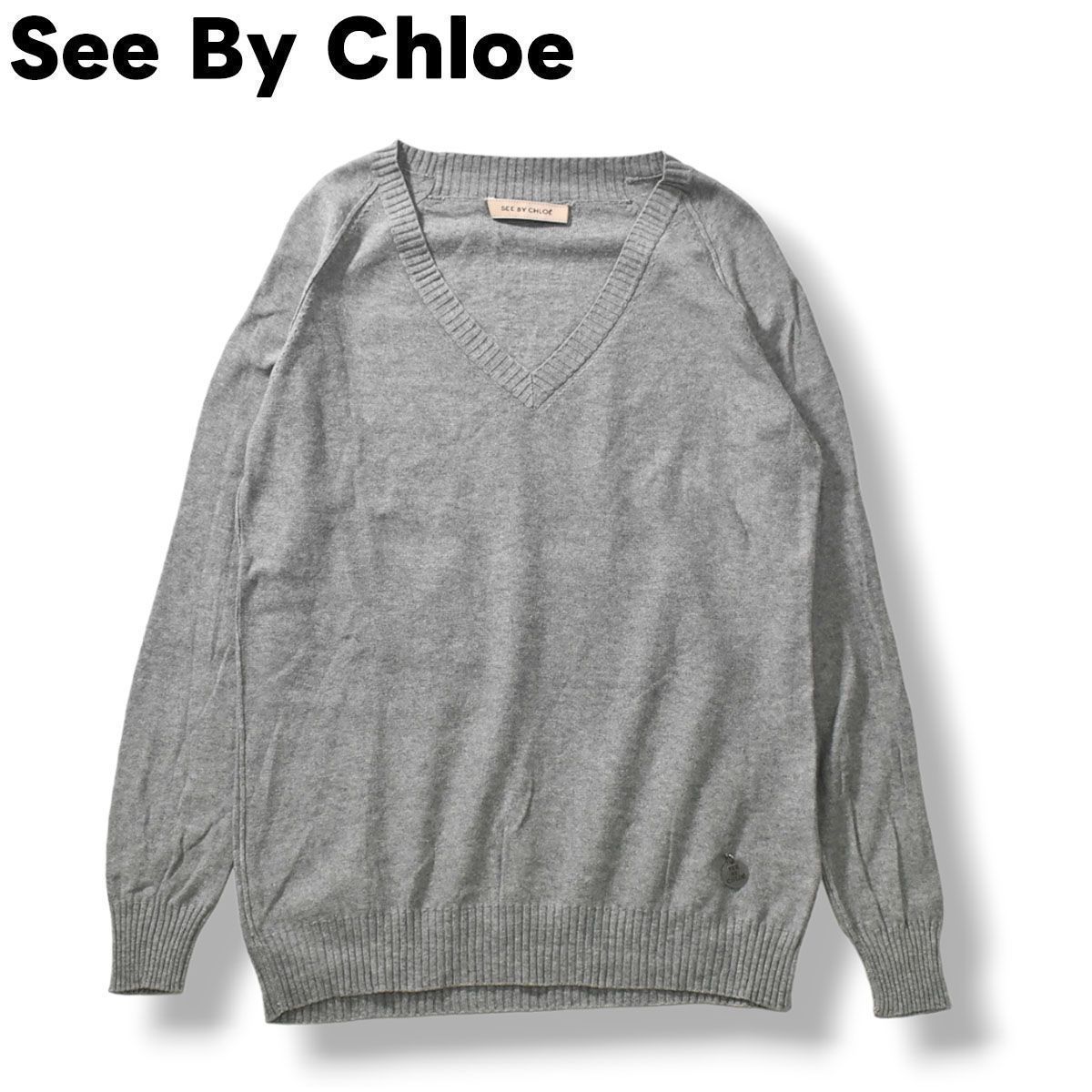 シーバイクロエ See By Chloe Vネック ニット セーター USA2 グレー ...