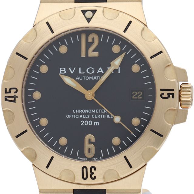 BVLGARI ブルガリ ディアゴノ スクーバ SD38S デイト 200m防水 黒  