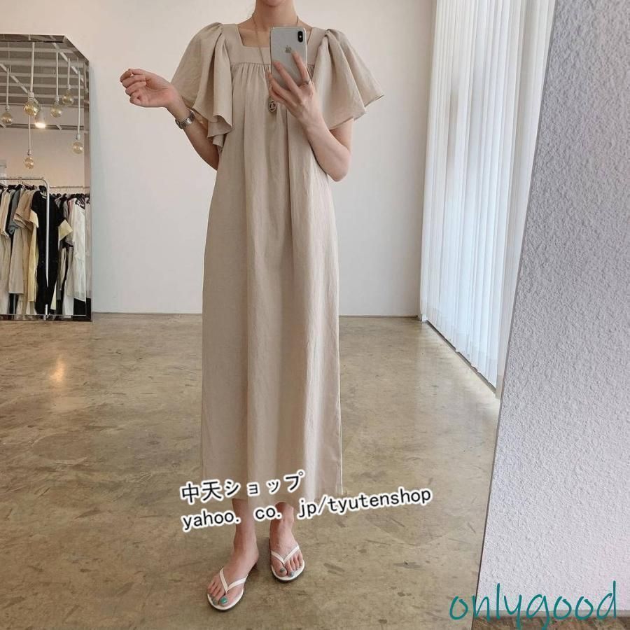 ロングワンピース リネン