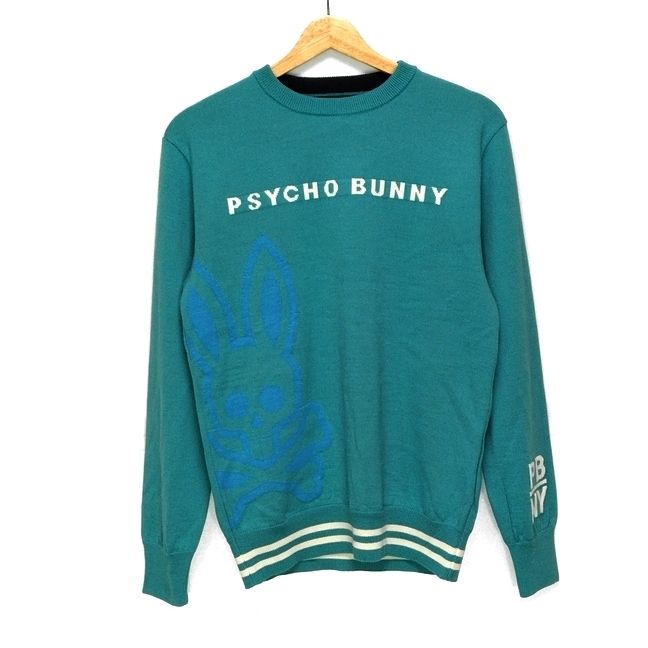 PsychoBunny(サイコバニー) 長袖セーター サイズS レディース - ライトブルー×ブルー×白 PsychoBunny(サイコバニー) 長袖セーター サイズS レディース