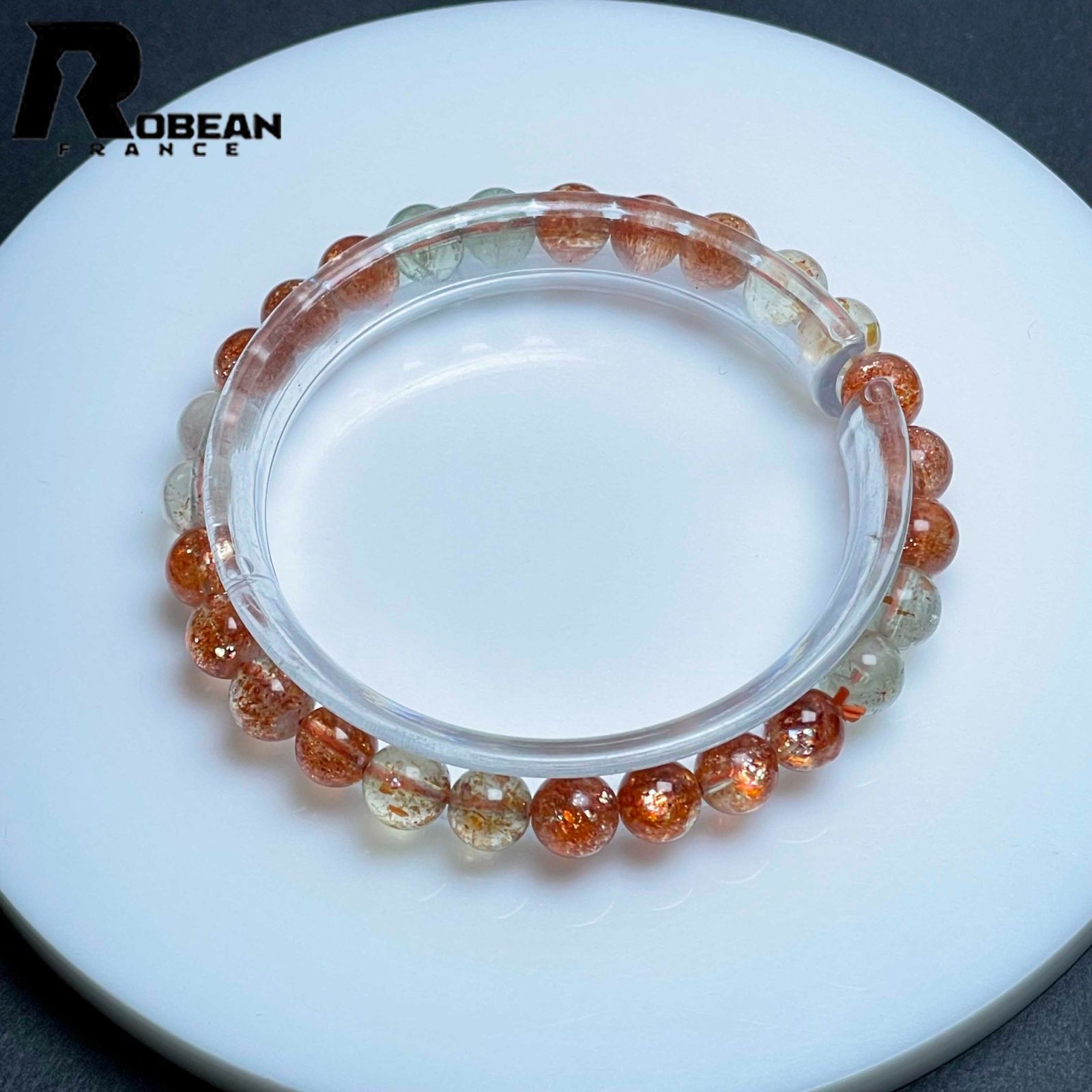 絶賛 EU製 定価18万円★ROBEAN・ アルーシャサンストーン★パワーストーン ブレスレット 太陽石 数珠 お守り ギフト プレゼント1 6.8-7.3mm M0312534