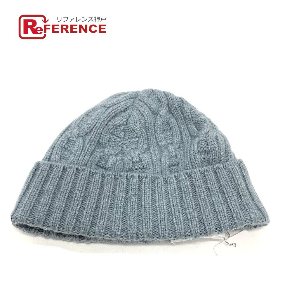 エルメス ファッション小物 ビーニー ニット帽 カシミヤ ブルー 未使用