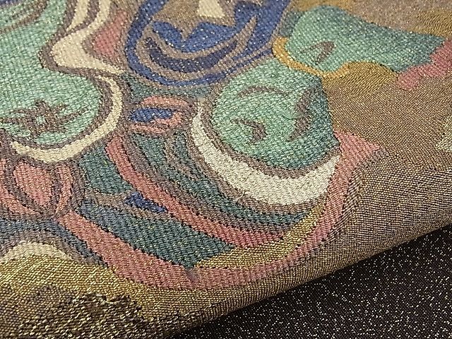 平和屋本店■極上　京の名門　じゅらく謹製　太鼓柄袋帯　聚匠綴　爪織り手工芸　風神図　金糸　上代120万　逸品　未使用　CYAA0208s4 平和屋本店□極上 京の名門 じゅらく謹製 太鼓柄袋帯 聚匠綴 爪織り手