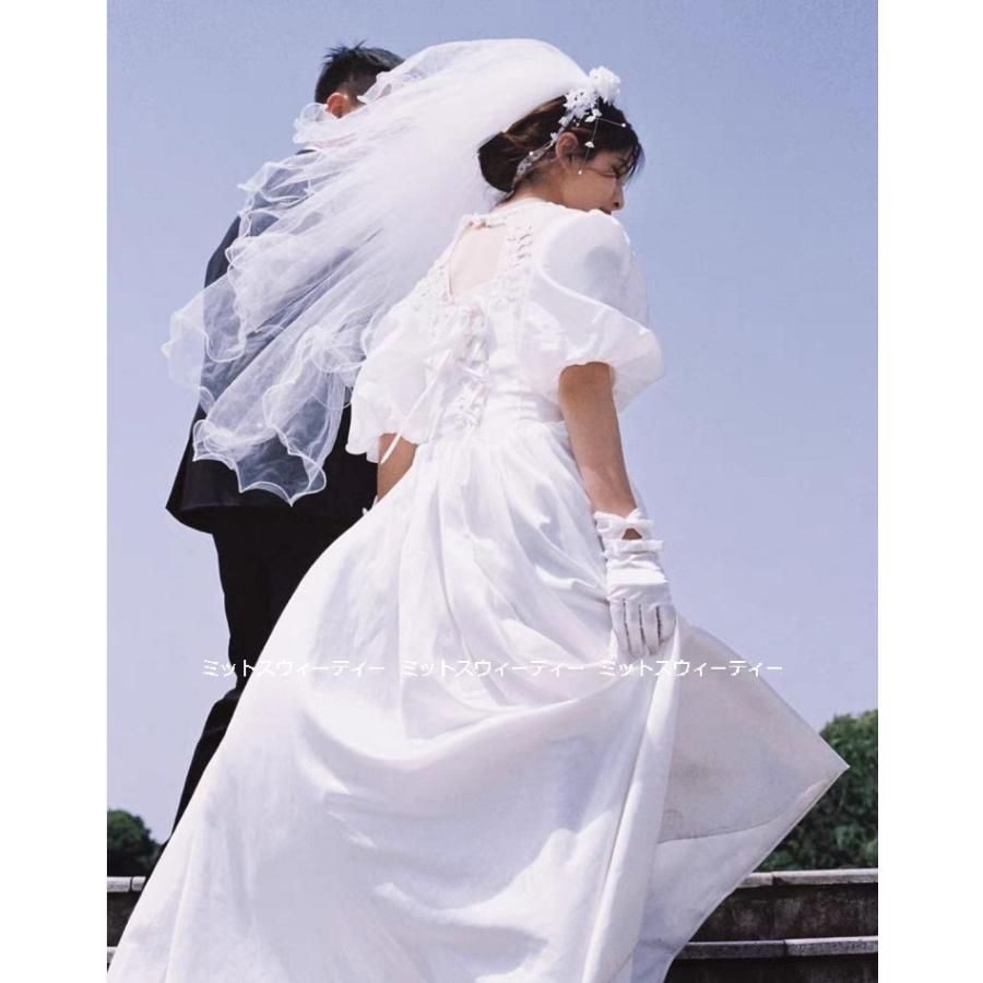 サテンが奏でるレトロウェディングドレス✨結婚式の前撮り　お色直しに◎　フォト婚 新品未使用 サテンが奏でるレトロウェディングドレス 結婚式の前