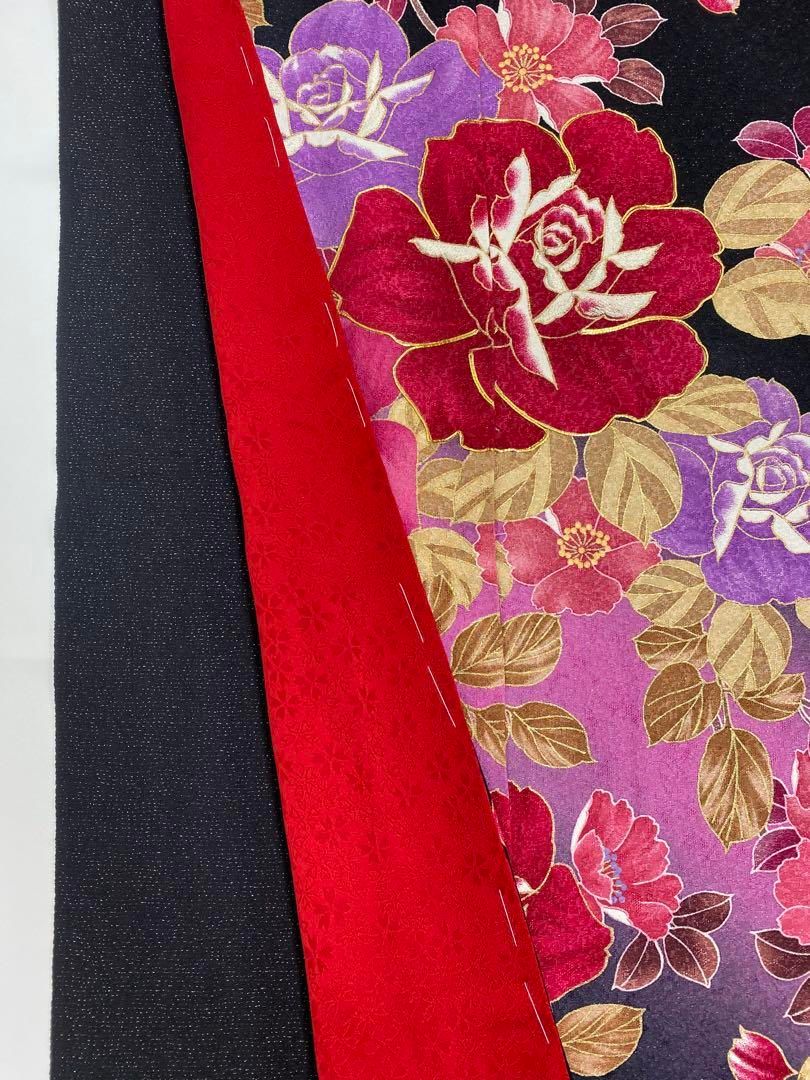 振袖 仮絵羽 舞台衣装 金駒 金彩 銀通し 京友禅 正絹 未仕立て品 八掛