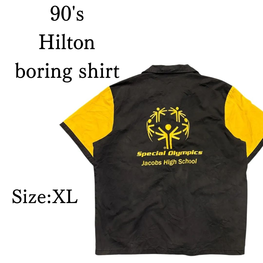 90s USA製 HILTON オープンカラー ボウリングシャツ L 古着 90年代 ヒルトン HILTON オープンカラー ボウリングシャツ