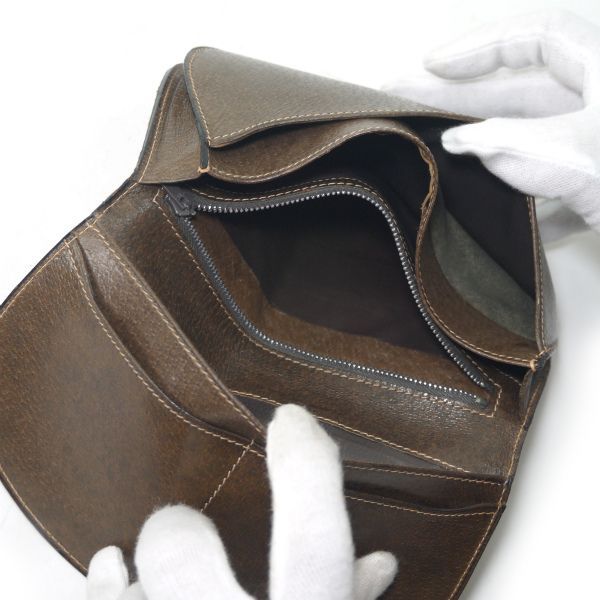 GUCCI グッチ ヴィンテージ 折り財布 ポーチ 金具 GG柄 ハーフムーン OLD Gucci ハーフムーン財布（茶GG) (GH-034C) - メルカリ