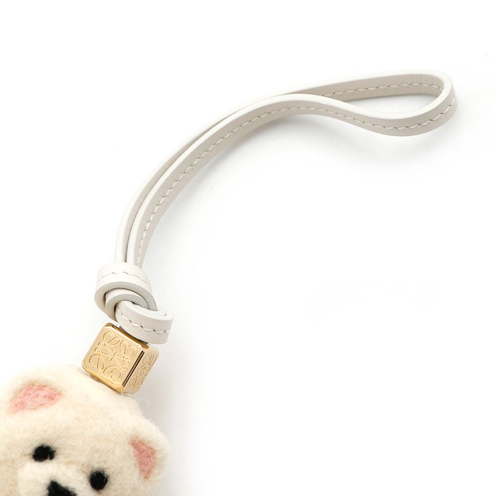 国内発送 LOEWE☆フェルト チャウチャウ チャーム ホワイト Chow chow charm in felt and calfskin White - LOEWE