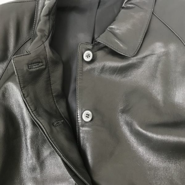 Partina☆本革/ラムレザー/ステンカラーコート【レディース-M/黒】比翼  