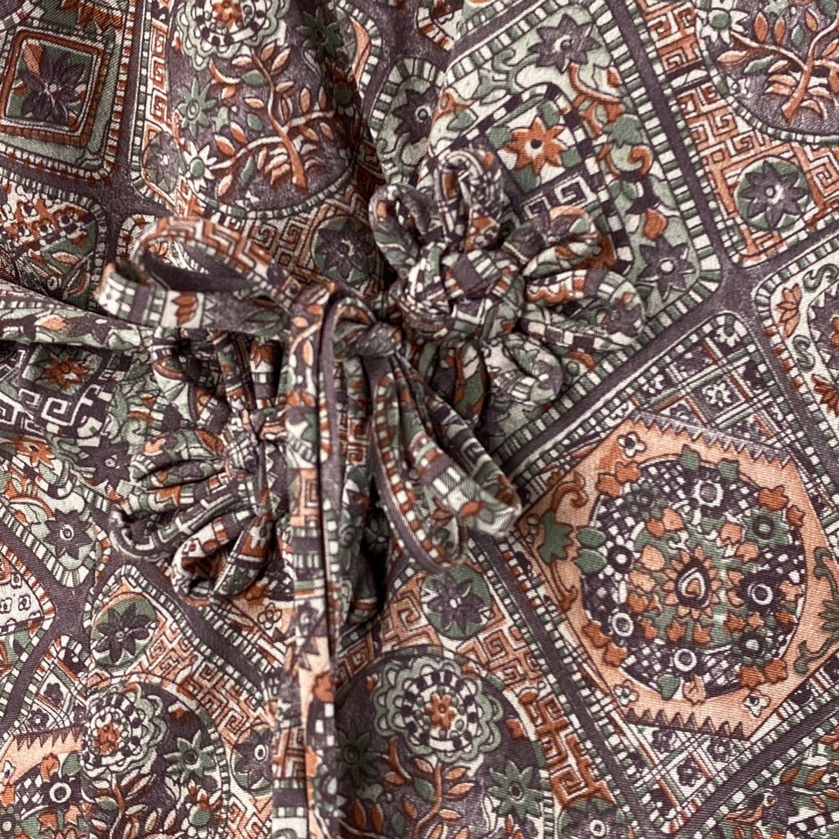 道中着 身丈108cm 裄丈66cm M 和装コート 草花 菱格子 紫 正絹 美品  