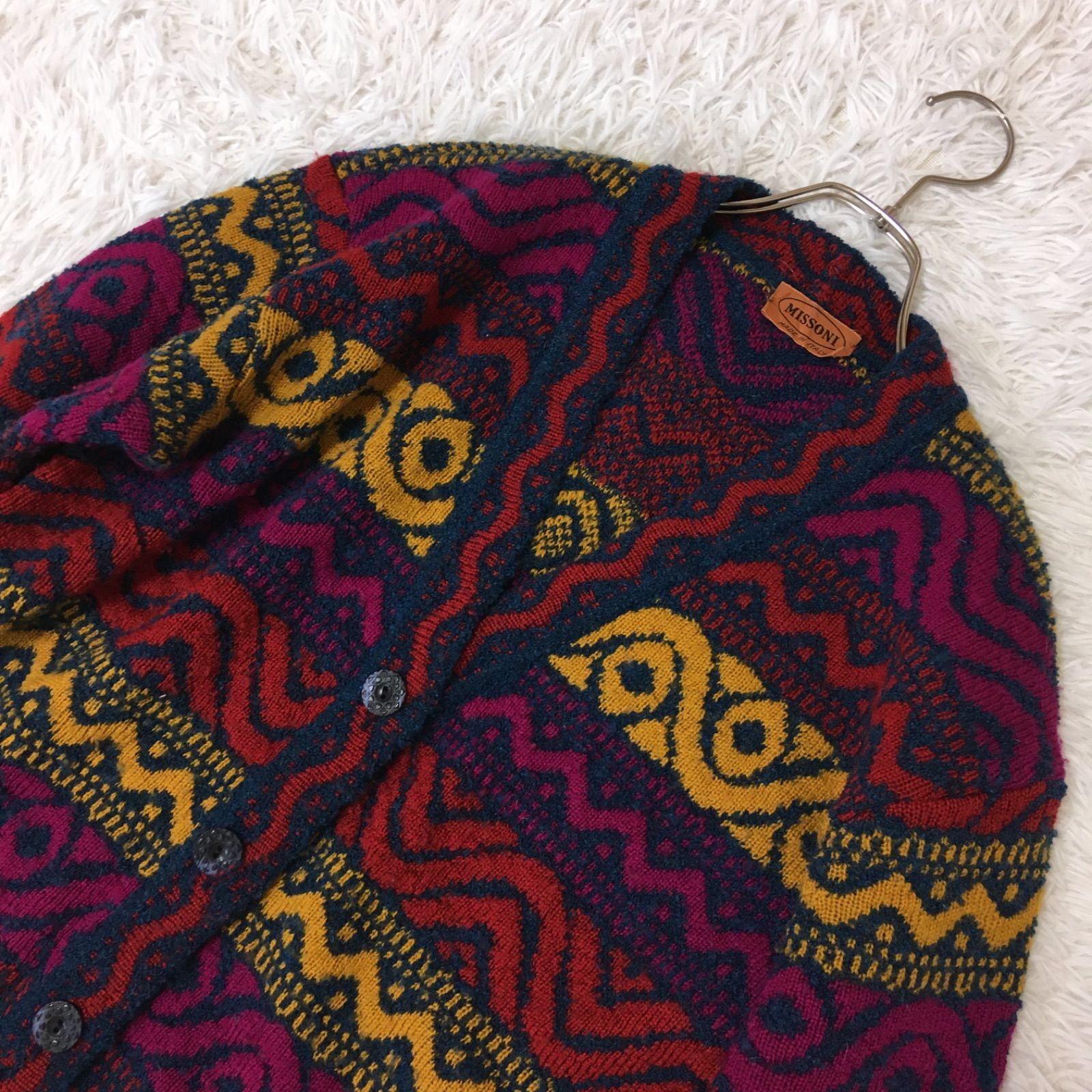 情報が満載。 ミッソーニ 最 オレンジタグ アルパカ混総柄ニットカーディガン イタリア製 サイズ42 廃盤モデル