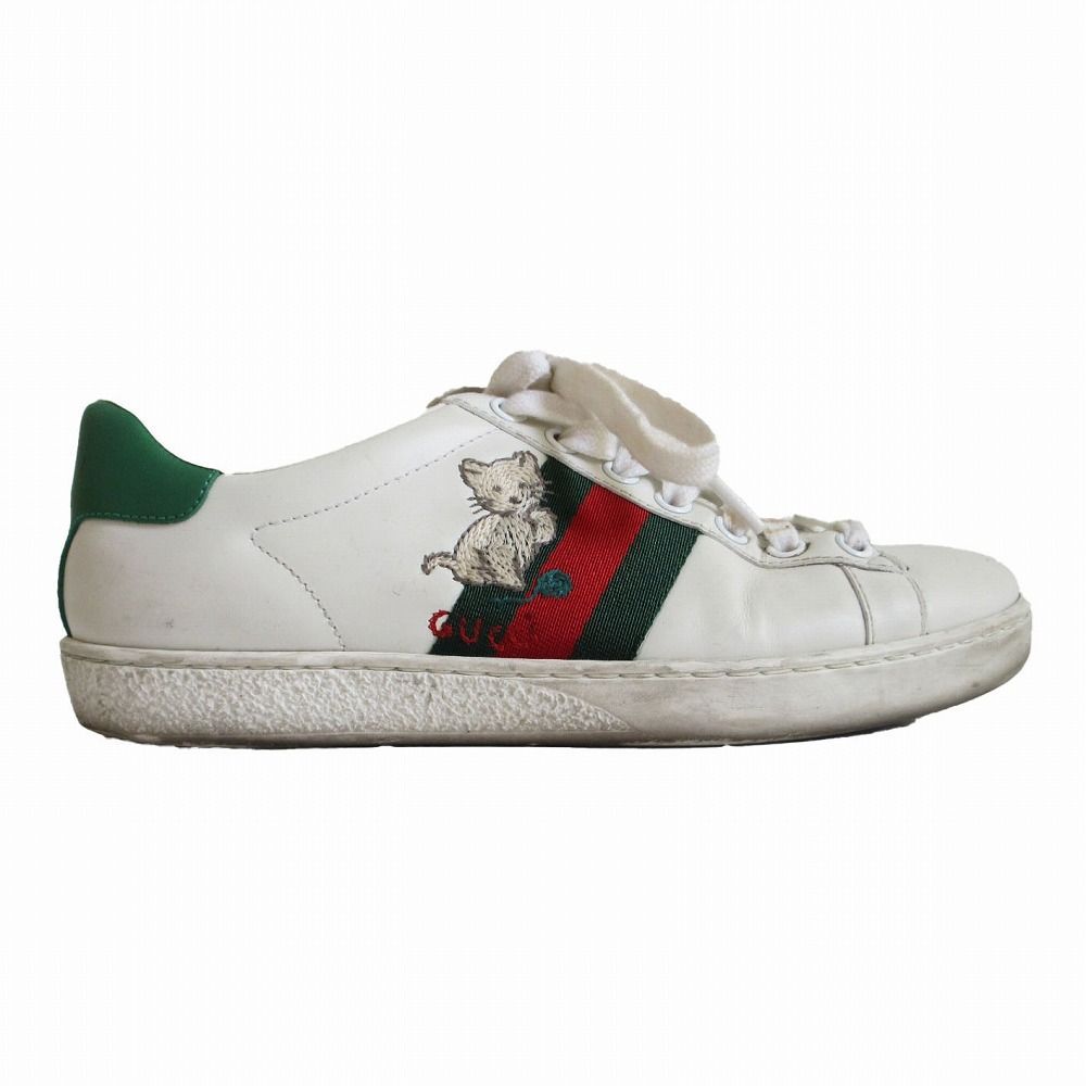 【GUCCI】グッチ 白スニーカー シェリーライン 唇刺繍 レディース 37 グッチ(GUCCI)グッチ シェリーライン スニーカー 靴 レディース