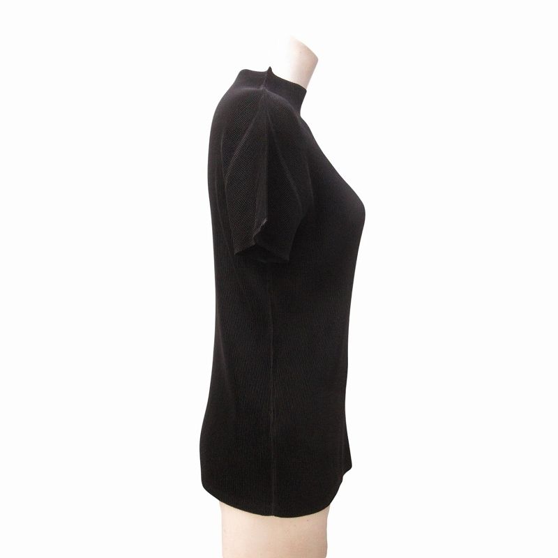 イ*ン様 プリーツプリーズイッセイミヤケ プリーツハイネック半袖カットソー ブラ プリーツプリーズ PLEATS PLEASE PP55FK105 イッセイミヤケ プリーツ