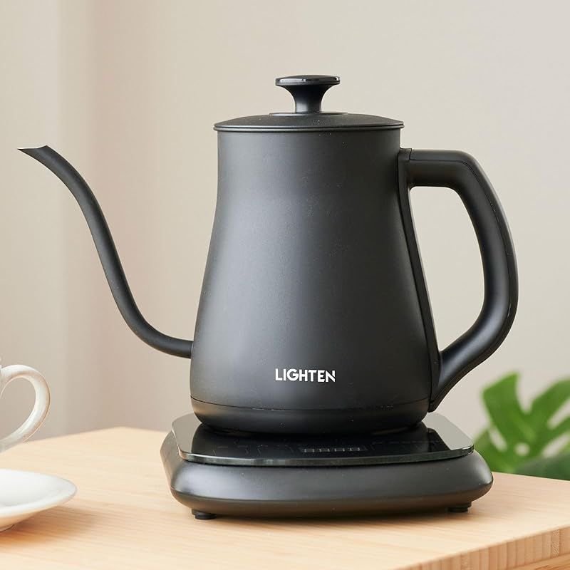 電気ケトル 温度調節 電気ポット 細口ケトル ステンレス 0.8L 五段温度調節 空焚き防止 保温機能付き 沸いたら自動でオフ ハンドドリップ コーヒードリップ おしゃれ egb-zqc07-bk 1