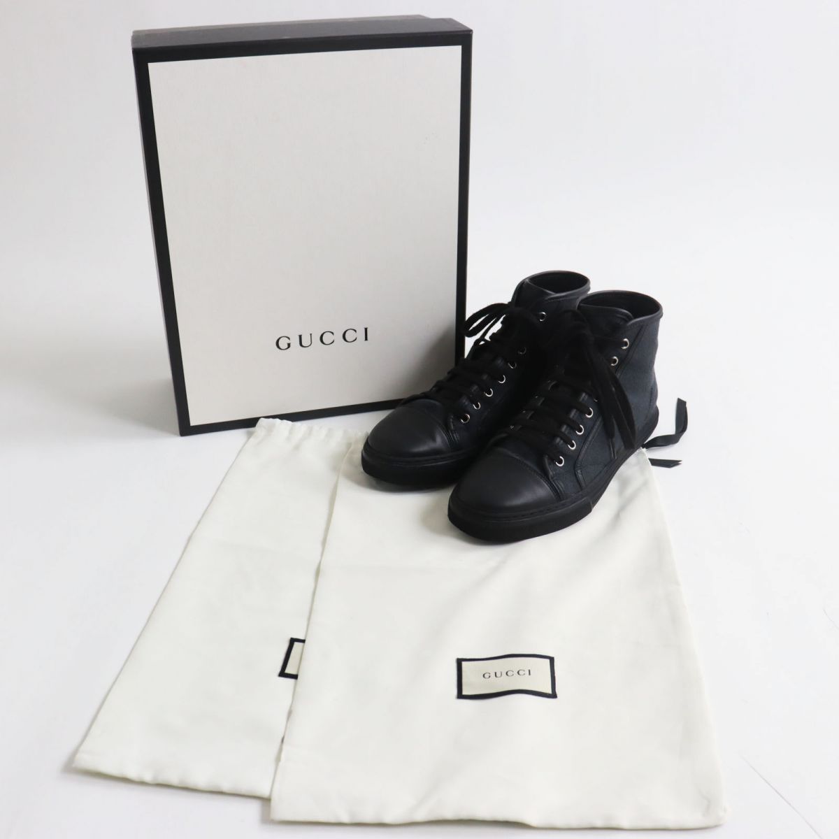 美品○GUCCI グッチ 426188 GGキャンバス×レザー ハイカットスニーカー