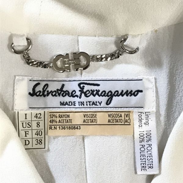 SALE>正規品イタリア製☆Salvatore Ferragamo/フェラガモ☆セットアップ/ジャケット&キャミワンピース【レディースM/白/ オフホワイト】◇XBF752 #BUZZBERG - メルカリ