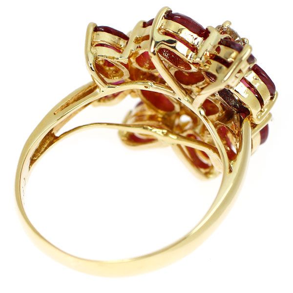の*ぃ様 美品☆SUWA☆K18YG☆絶品ルビー0.42+ダイヤ0.22リング K18YG ルビー ダイヤモンド リング 2.80ct D0.22ct フラワー