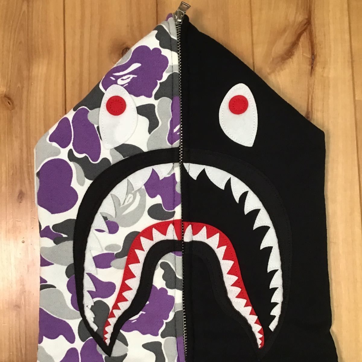 Futura BAPE ニューヨーク 迷彩 シャークパーカー shark ベイプ 2015 Futura × BAPE camo NYC Shark full zip hoodie Black A