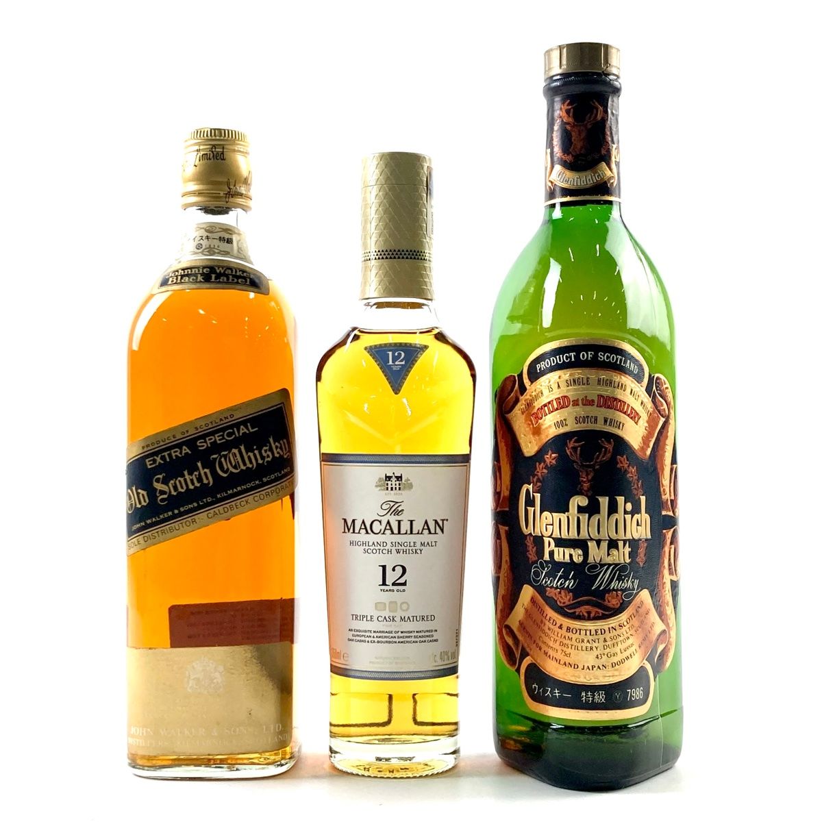 クリアランス 3本 ジョニーウォーカー マッカラン グレンフィディック