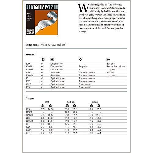 インパクトのある Dominant No.132 ヴァイオリン弦 ペルロン アルミ巻 D線 4 4