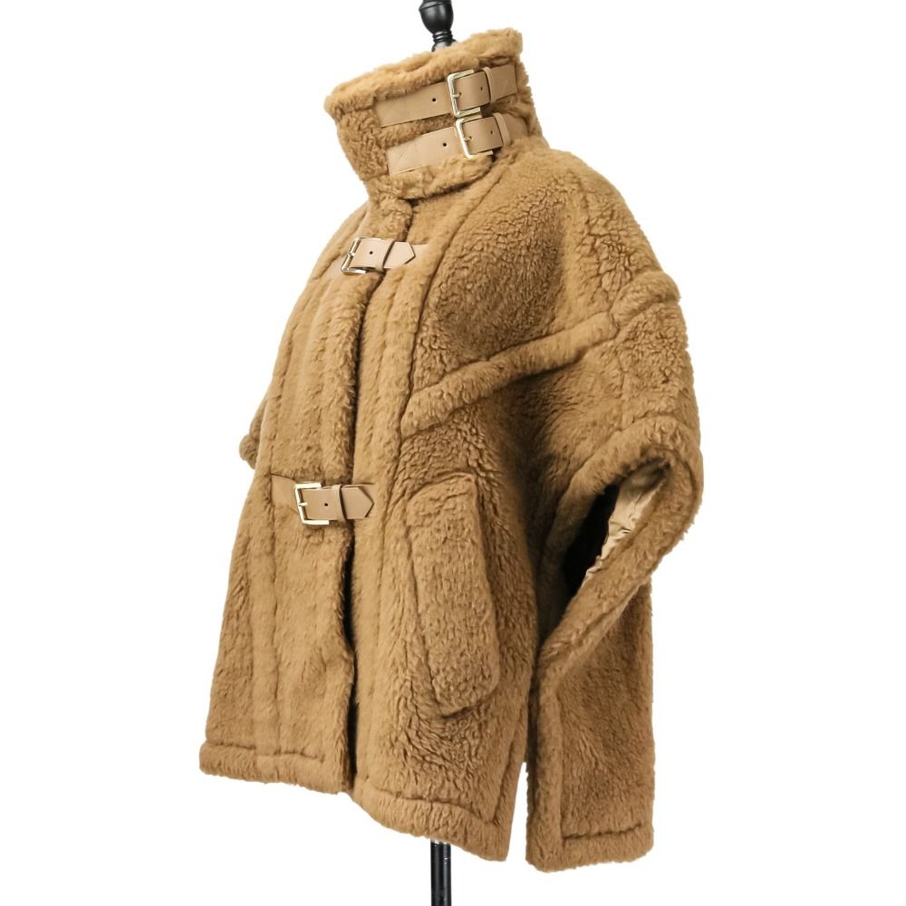 23AW Max Mara マックスマーラ RODANO テディベア キャメルシルク ケープコート キャメル レディース 古着 SIROKUMA-CORPORATION_COM