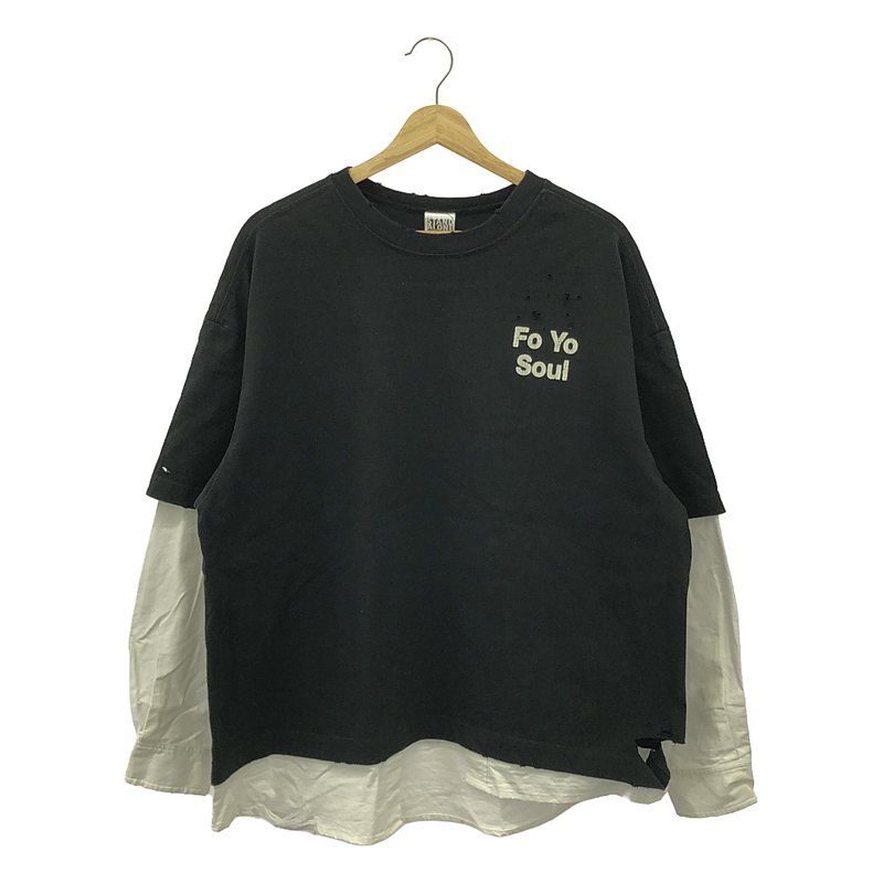 STAND ALONE / スタンドアローン | 2023AW | LAYERED SHIRT ダメージ加工 レイヤード Tシャツ | F | ブラック / ホワイト | レディース STAND ALONE / スタンドアローン | 2023AW | LAYERED SHIRT