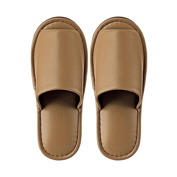 まとめ TANOSEE最 レザー調スリッパ 外縫い ベージュ 1足 ×5セット