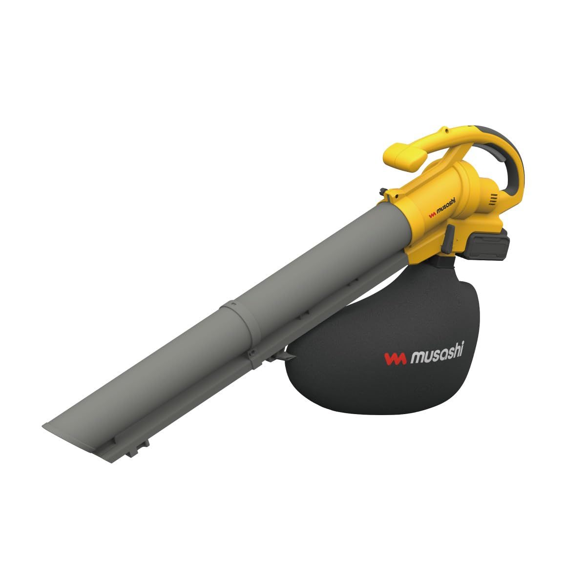ムサシ MUSASHI 充電式ブロワバキューム コードレス ワンタッチ切替 1台2役 強力バッテリー 落ち葉粉砕機能付 肩掛けベルト BV-9400 本体