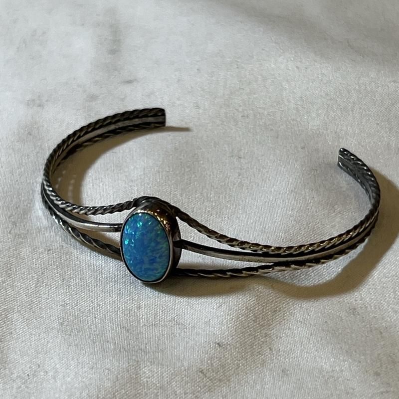 古着 アクセサリー ブレスレット バングル STERLING シルバー ストーン バングル インディアンジュエリー