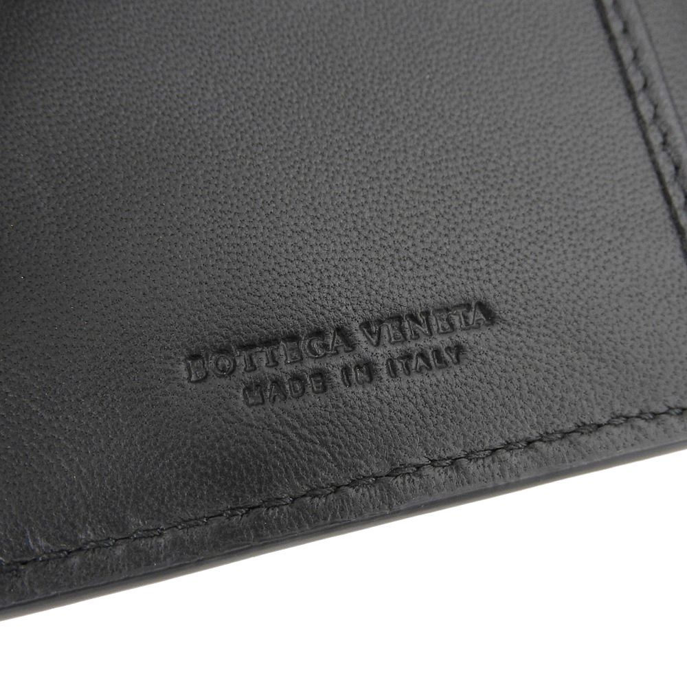 【本物保証】 箱・布袋付 新品同様 ボッテガヴェネタ BOTTEGA VENETA イントレチャート コンパクトウォレット Wホック折り財布 黒 ブラック 本物保証】 箱・布袋付 新品同様 ボッテガヴェネタ BOTTEGA VENETA