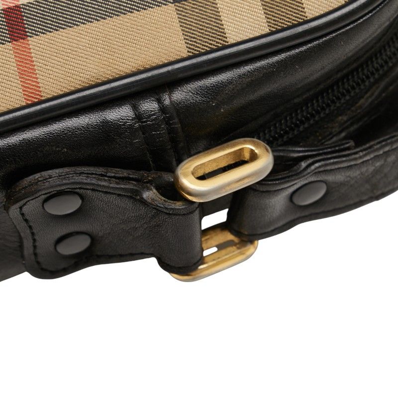 美品 BURBERRY バーバリー キャンバス レザーベルト ノバチェック 超美品【バーバリー】筒形 キャンバス レザー ノバチェック