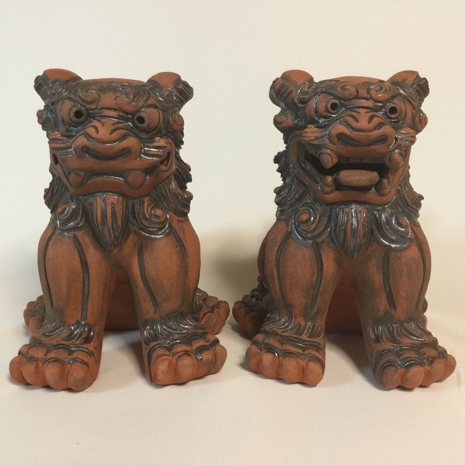 琉球 沖縄 シーサー 一対 陶器 白磁 白釉 骨董 年代物 vintag