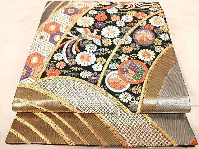 平和屋着物●六通柄袋帯　いろは歌　金糸　正絹　逸品　CAAX9517yk 平和屋着物○六通柄袋帯 いろは歌 金糸 正絹 逸品 CAAX9517yk 平和屋