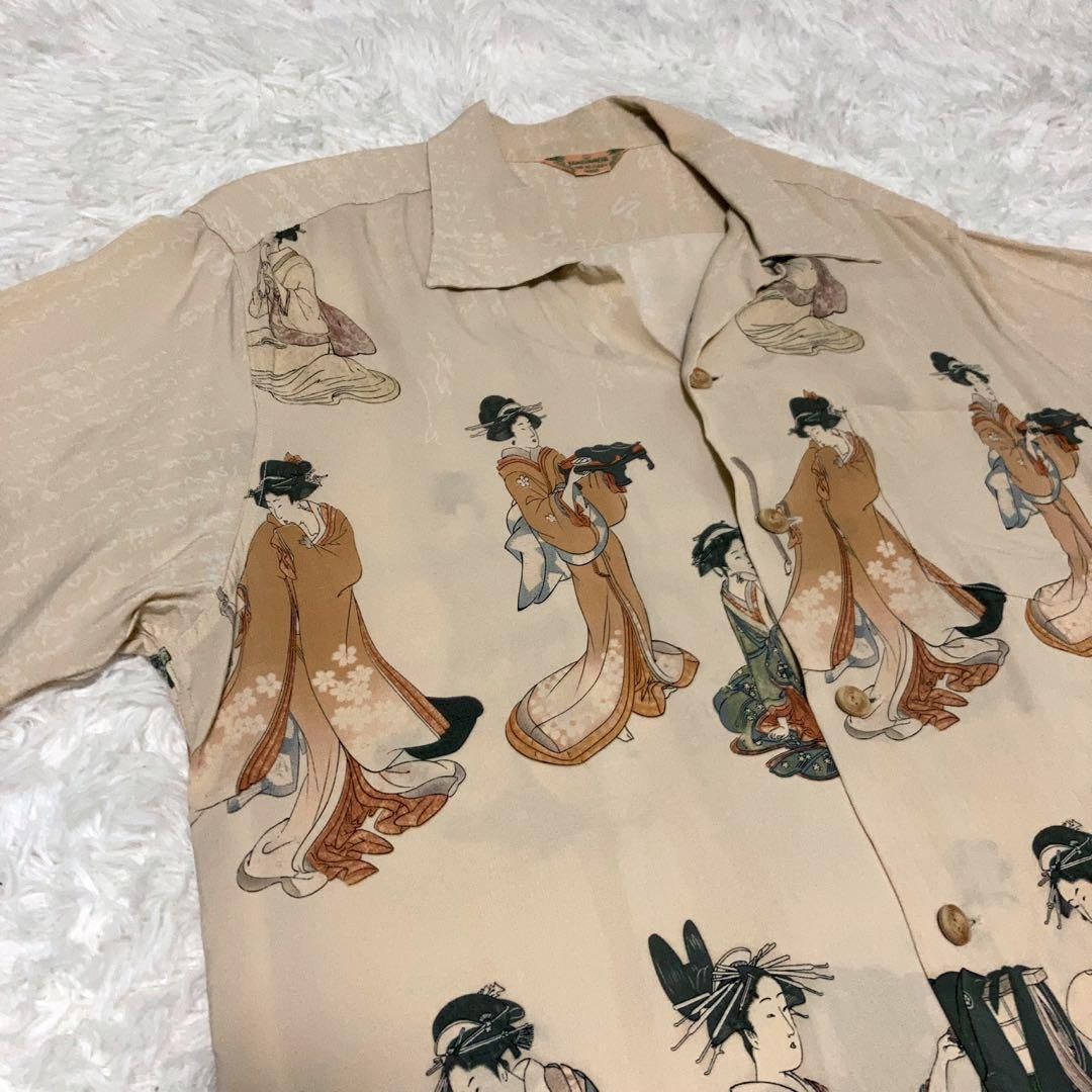 美品】SUNSURF アロハシャツ 半袖 開襟 浮世絵 美人画 和柄 L 美品】SUNSURF アロハシャツ 半袖 開襟 浮世絵 美人画 和柄 L