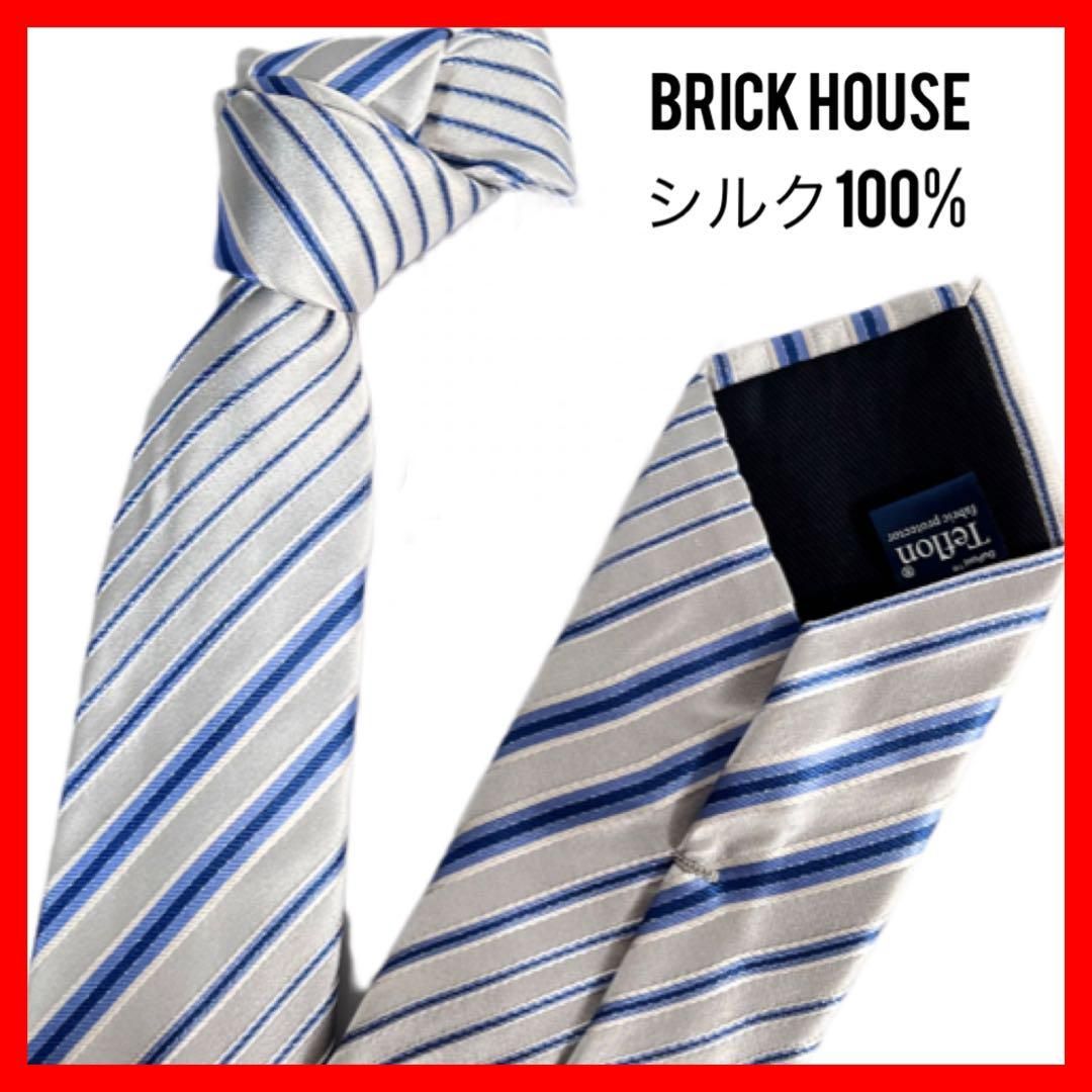 BRICK HOUSE ブリックハウス シルクネクタイ 高級 ストライプ 純絹