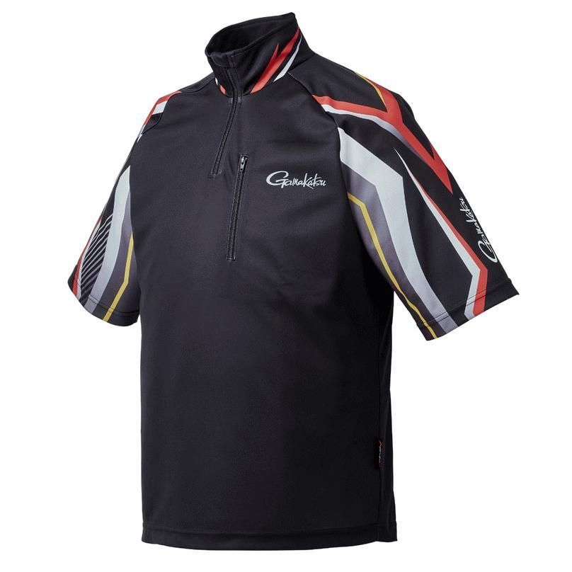 GM3734 2WAYプリントジップシャツ(長袖) #Mサイズ #ブラック/レッド