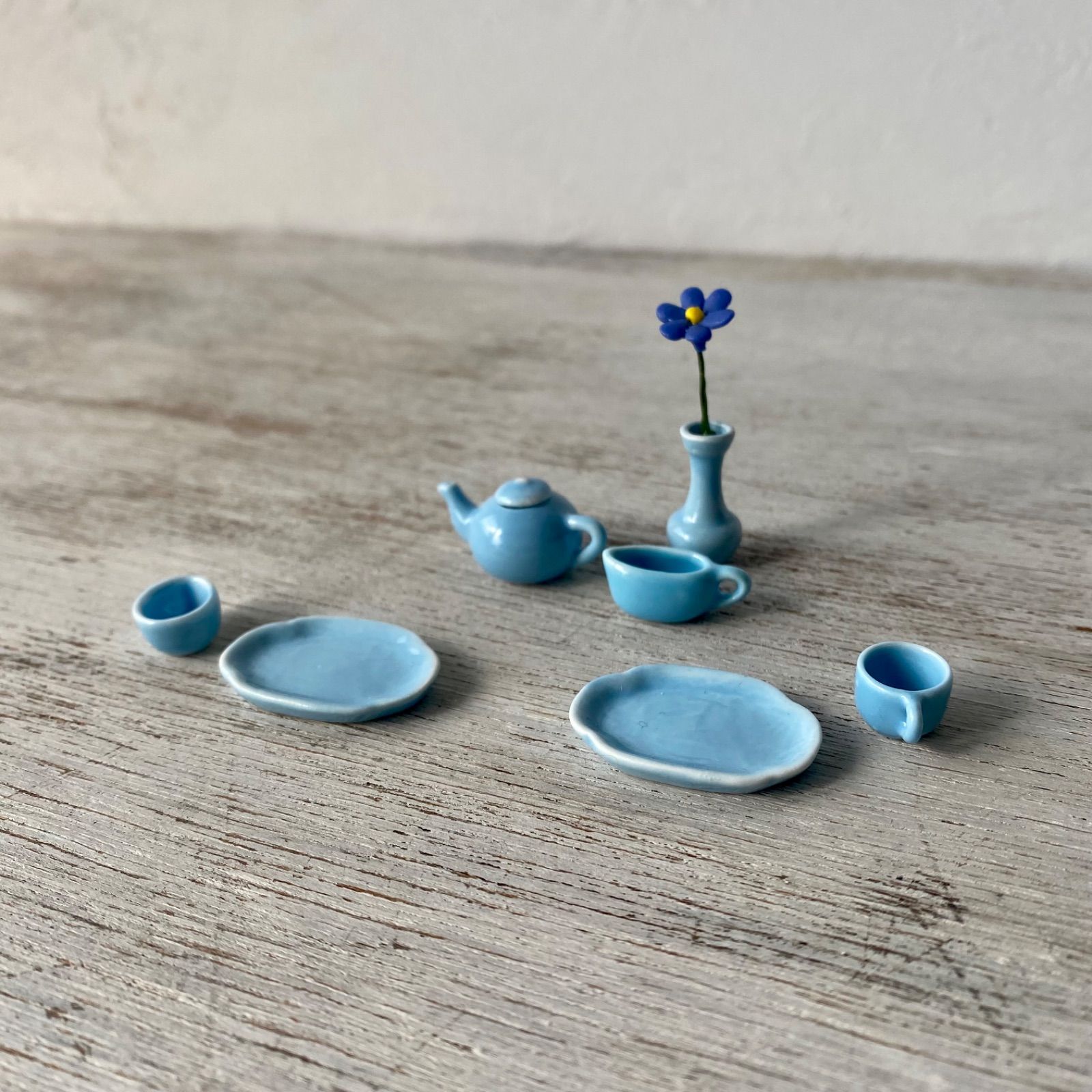 1614 ミニチュア食器 空色8点セット ミニチュア ミニチュアマグ 陶器