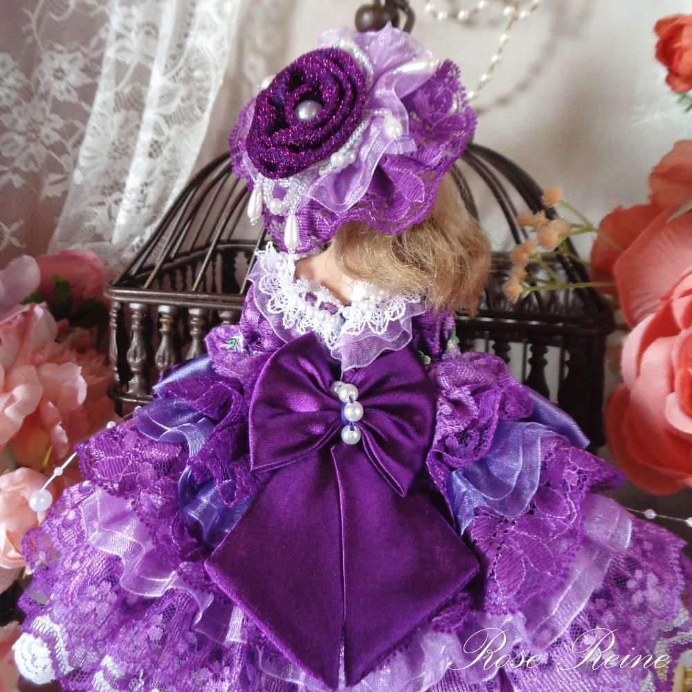 ロリータロマンス アメジストフェアリーのフリルボンネットドールドレス豪華5点セット