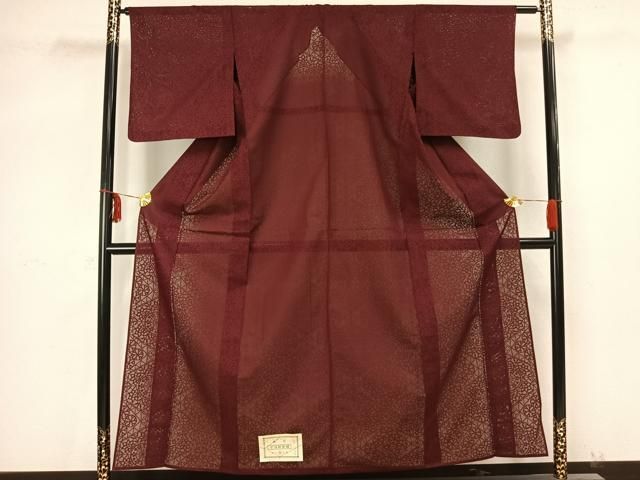 平和屋着物□上質な色無地 霞地紋 苔色 正絹 逸品 CAAU3679xi