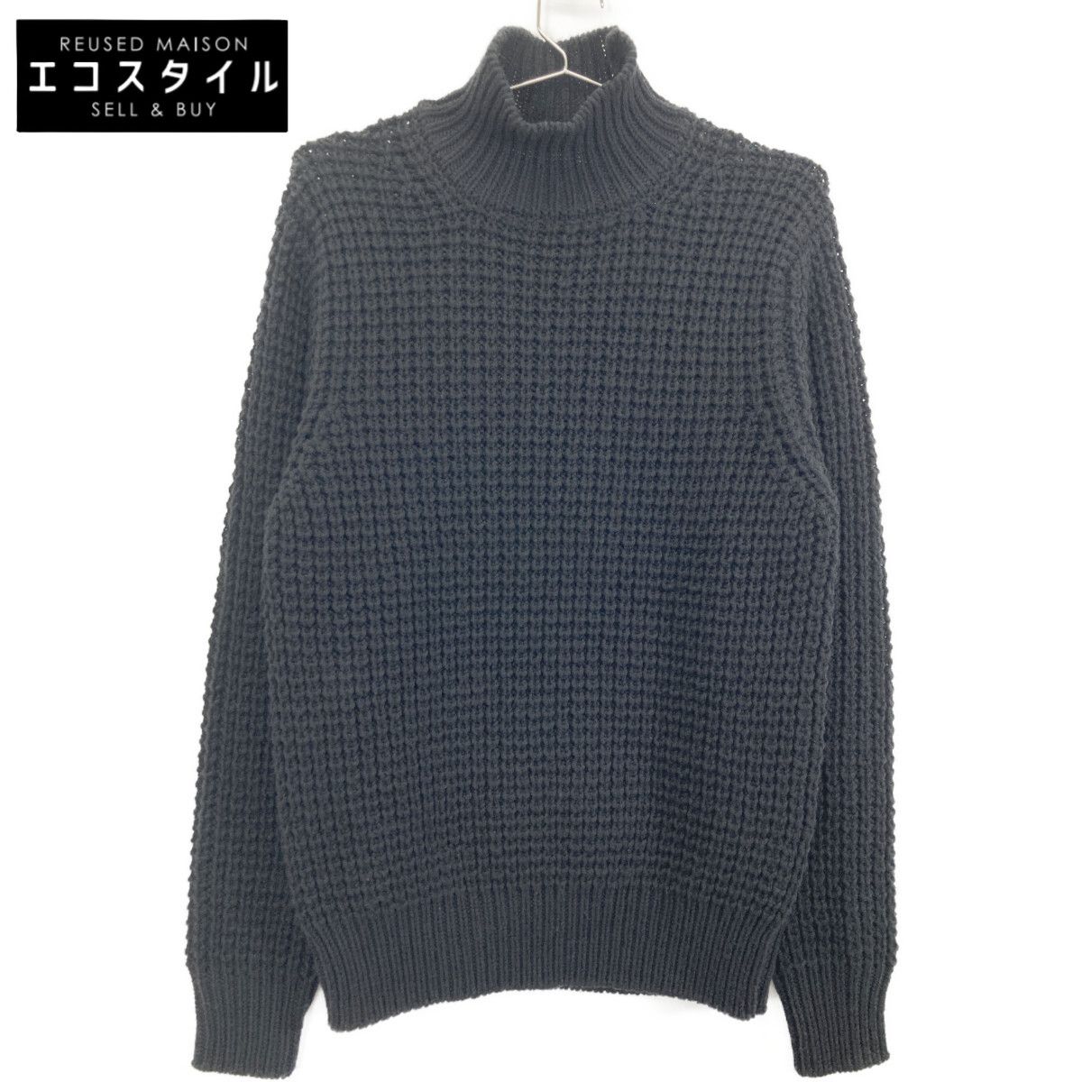 St.moritz サンモリッツ ﾌﾞﾗｯｸ ｴｸｽﾄﾗﾌｧｲﾝﾒﾘﾉｳｰﾙ ﾊｲﾈｯｸ ﾜｯﾌﾙﾆｯﾄﾌﾟﾙｵｰﾊﾞｰ 48