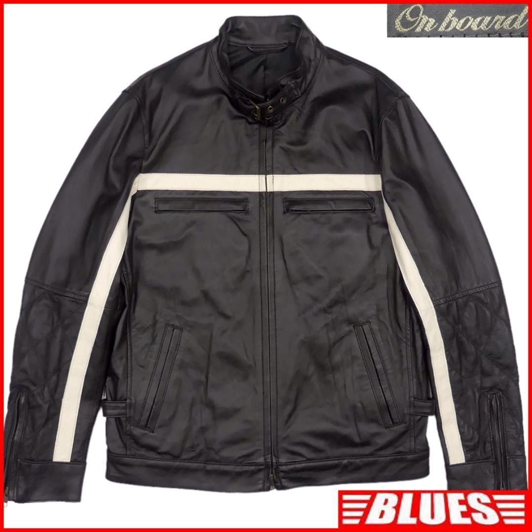 レザーライダース ジャケット オンボード ライダースジャケット 本革 シングル レザー L 黒 TN1762