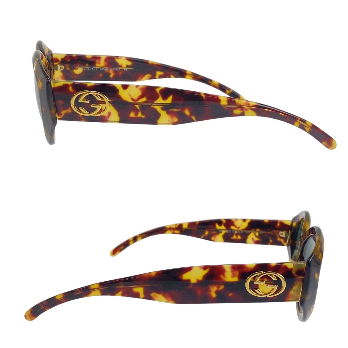 美品 GUCCI グッチ 男女兼用 ブラウン マーブル ゴールド金具