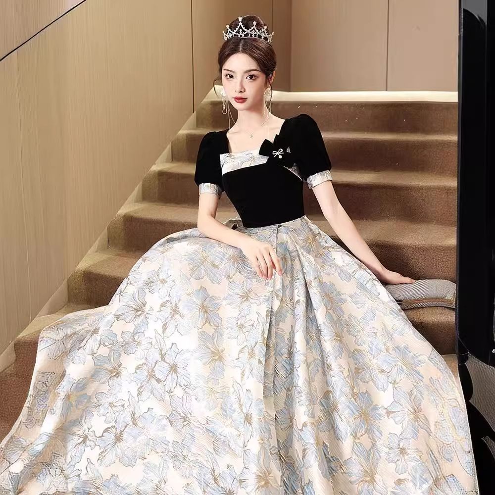 パーティードレス 結婚式 ワンピース ドレス フォーマル ロング丈 ロングドレス 半袖 同窓会 成人式 二次会 女子会 披露宴 お呼ばれ 上品 膝下 体型カバー 40代 30代 20代 50代 WWW_NOITHATQUANGTHANH_NET