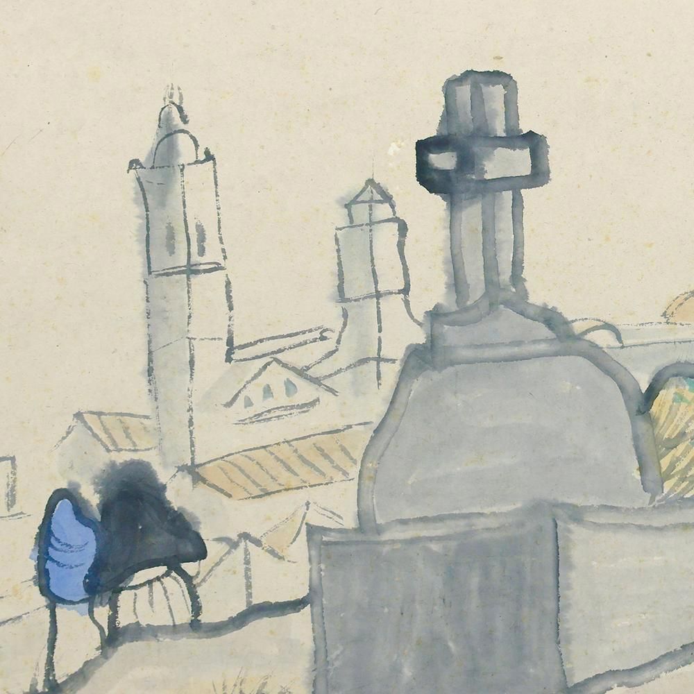 北川民次水彩画 真作】【WISH】北川民次「IXTAPAN MEXICO」水彩 10号 ◇メキシコ