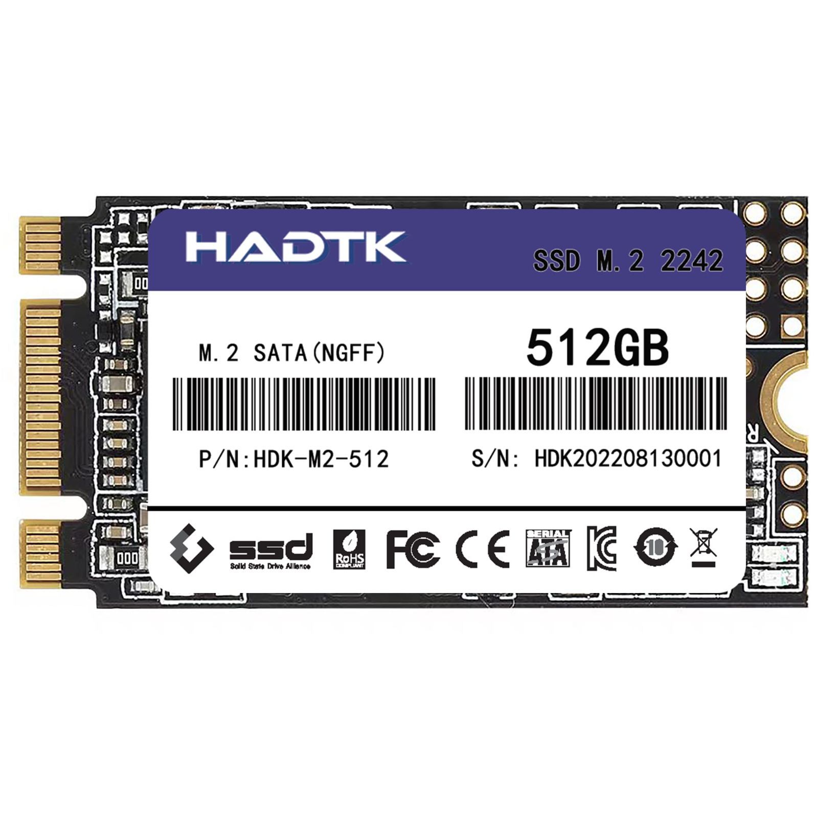 HADTK 512GB 2242 NGFF M.2 SATA 内蔵SSD 3D NANDチップ搭載 Thinkpad X240 X240s X250 T440対応 メーカー3年